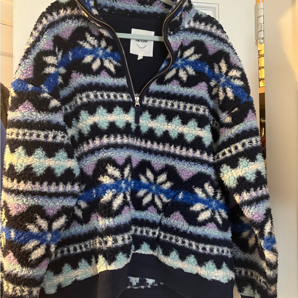 Aerie Navy and Multicolor Zip-Up Jacket